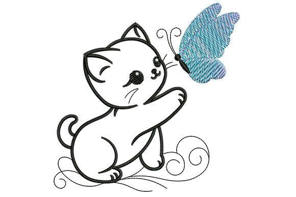 Cute Cat and Butterfly Embroidery Design Review