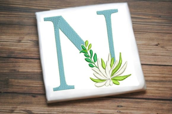 N Letter Decorative Greenery Alphabet Monogram